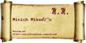 Minich Mikeás névjegykártya